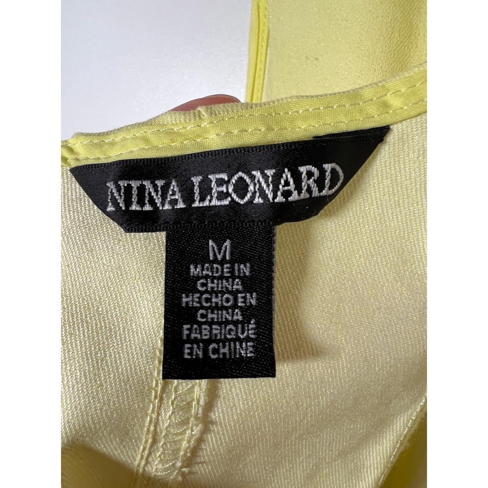 Butter Yellow Fit Flare Dress Nina Leonard Sleeveless Cotton Blend Scoop Neck M - Picture 4 of 7